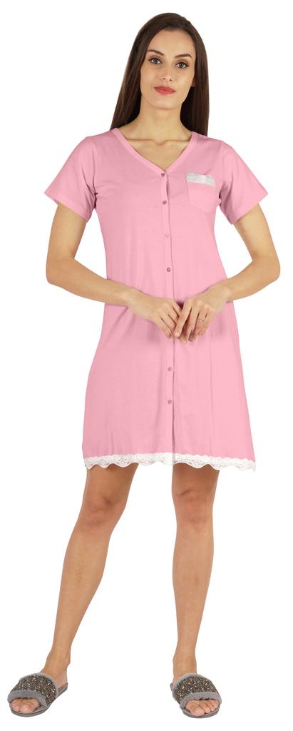 Inkmeso Solid Button Down Nightgown Sleepwear For Women  S V- Neck Nightshirt