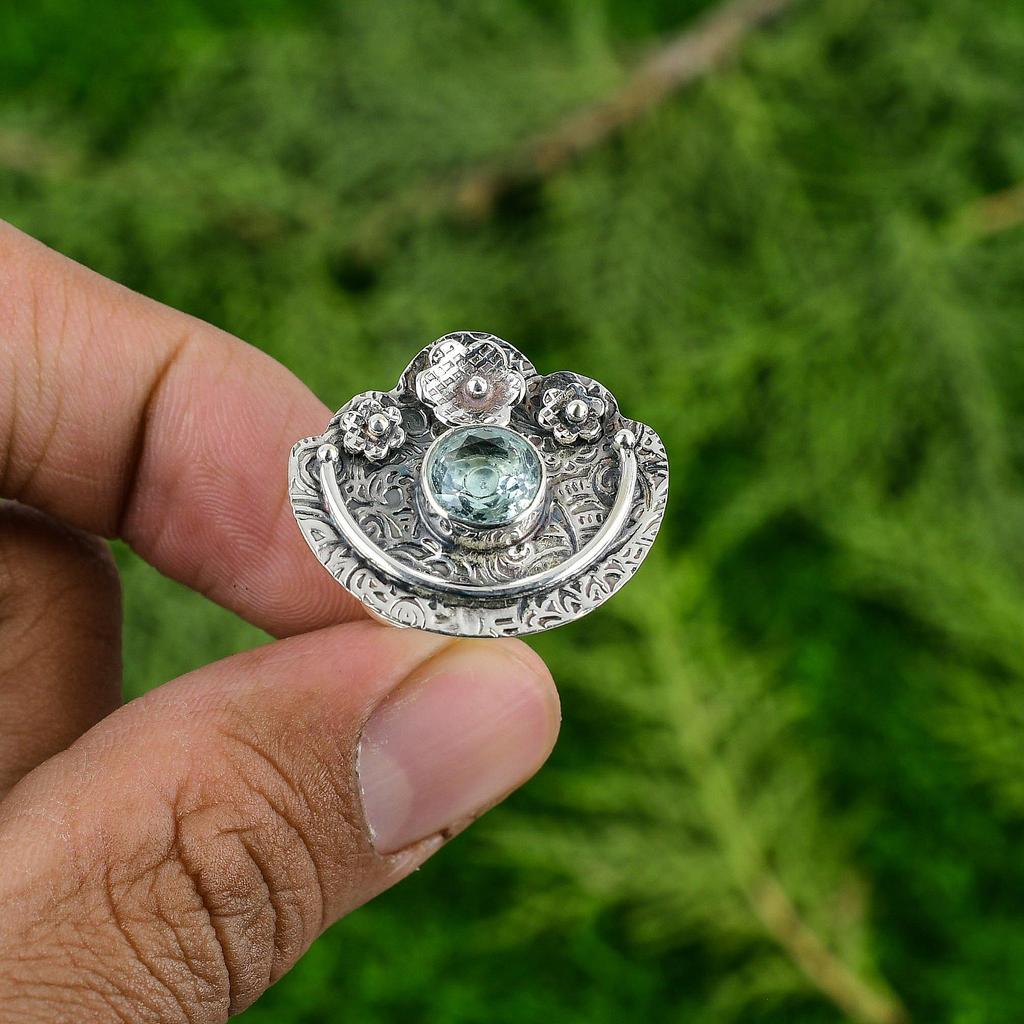 Натуральный швейцарский голубой топаз, штабелируемое кольцо-цветок, регулируемое, серебро 925 пробы, для девочек