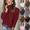Модный женский повседневный однотонный свитер с высоким воротником, плюшевый пуловер, блузка, топы