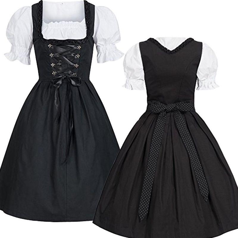 Stunning Bavarian Dirndl Costume With Short Bubble Sleeves For Carnival And Oktoberfest Events