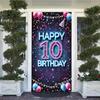 10th Birthday Door Cover Neon Party Decoration Colorful Balloon Gift Banner for Kids Teen Celebration Entrance Boys Girls Photo Booth Backdrop