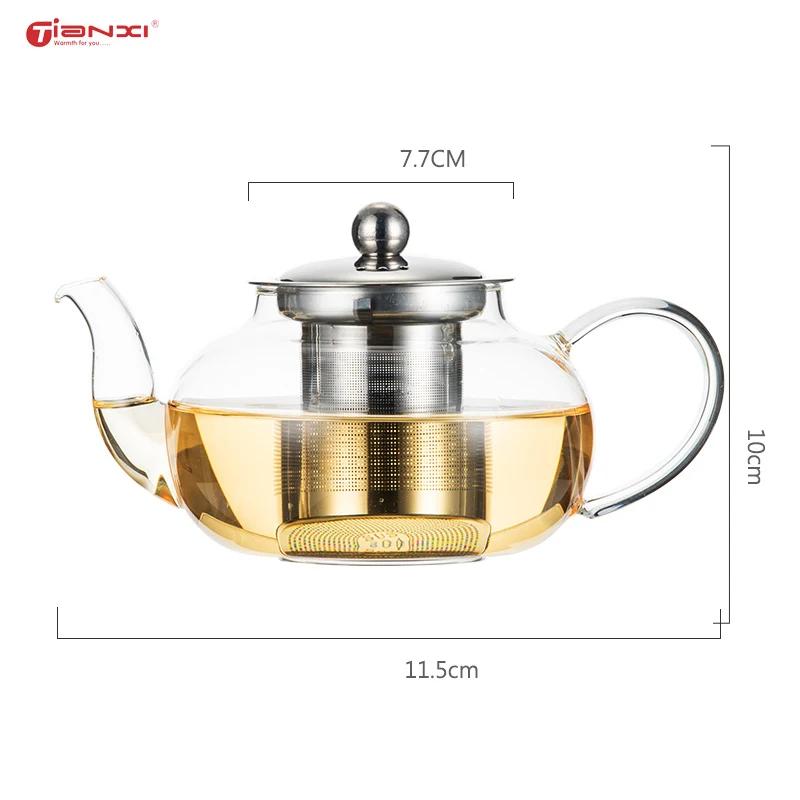 Фильтруемый стеклянный чайник, фильтр из нержавеющей стали, чайный набор, чайник Пуэр, стеклянный кофейник, удобный кофейник с офисной ручкой