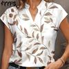 Женские модные повседневные летние весенние блузки и рубашки с цветочным узором и коротким рукавом с v-образным вырезом