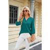 Spring and Summer Women's T-shirt Solid Color V-neck Loose Button Mid-sleeve T-shirt Top