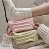 Австралийская шерсть Осень-зима Детские Порошково-фиолетовые Милые Дофаминовые Цвета Носки до середины икры, Теплые Послеродовые Носки, Толстые Носки для дома