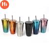 Hi 500ml Double Wall 304 Stainless Steel Coffee Bottle With Straw To Go Cold Beer Cup With Tumbler