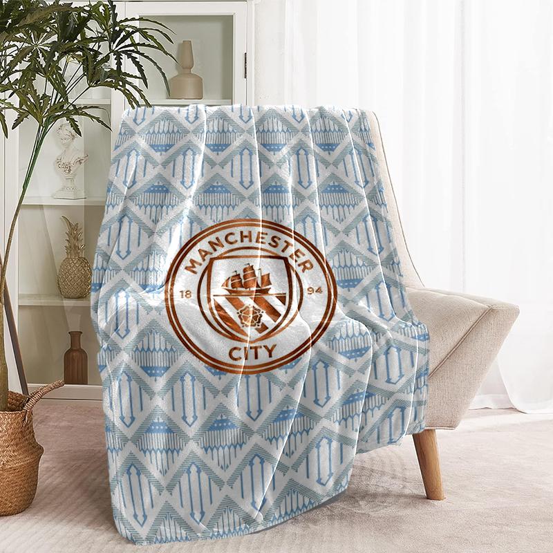 Manchester City FC Print Blanket - Soft & Comfortable, for Bedroom, Travel, Sofa, Home Decoration - Birthday Christmas Gift for Friend