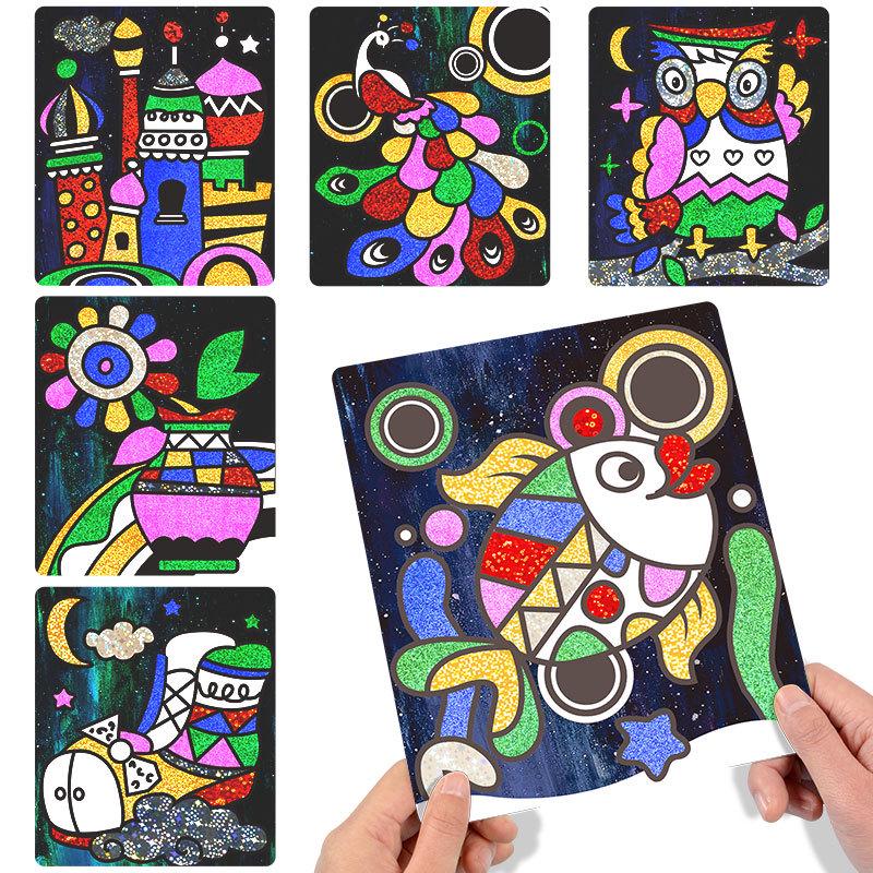 15pcs/20pcs Children DIY Shining Magic Transfer Colorful Sticker DIY Handmade Painting Crafts for Kids Arts Crafts Toys Gift