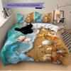 3pcs Beach Themed Seashell Starfish Shellfish Ocean Wave Coastal Decorative Bedding Set, Bedroom or Guest Room, Festive Gift, Anime Cartoon Design