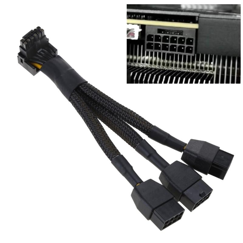 Кабель-переходник для видеокарты 15 см, 3x8-pin на 16-pin, адаптер GPU 12VHPWR, линия с прочным штыревым разъемом для повышения стабильности