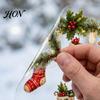 Christmas Party Supplies Window Static Sticker, Rattan And Socks Pattern Removable PVC Non Adhesive Film Decal, Reusable Electrostatic Glass Cling for