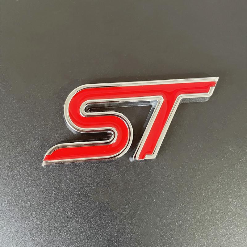 3D Metal ST Logo Car Front Grill Emblem Trunk Badge Decal For Focus Fiesta Mondeo EDGE Kuga Explorer ST Sticker Accessories