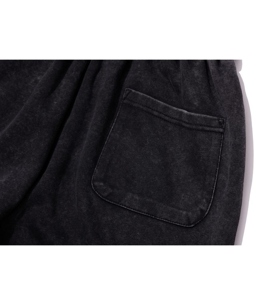 CREAM SODA LAB Quarter Teamplay Pigment Wide String Pants Black Yellow