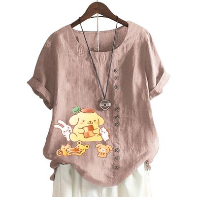 Женский повседневный топ с короткими рукавами, круглым вырезом и 11 уникальными цветочными принтами