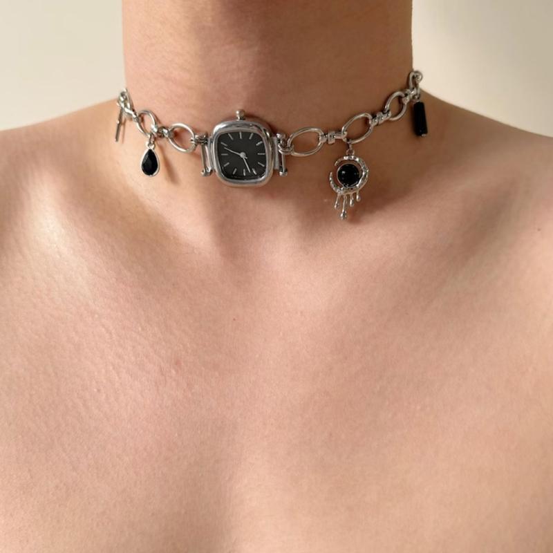 Сверхпрочная винтажная цепочка на ключицу из сплава, кулон в виде механических часов, уникальное милое крутое ювелирное украшение, подарок для женщин