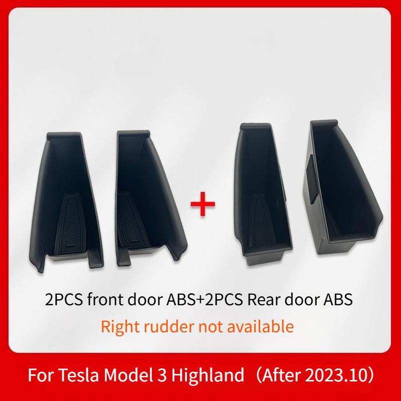 For Tesla Model 3/3 Highland Y/Y Juniper Car Side Door Handle Storage Box ABS/Flock Tray Organizer Container Accessories Tidying