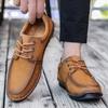 Британская кожаная обувь Кожаные мужские повседневные одинарные туфли Обувь ручной работы Сшитая повседневная кожаная обувь