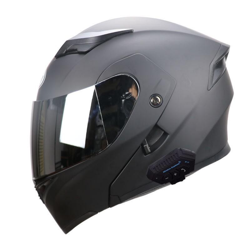 Full Face Motorcycle Helmet With Bluetooth Speaker Scooter Riders All Season Warm Winter ABS Shell M L XL