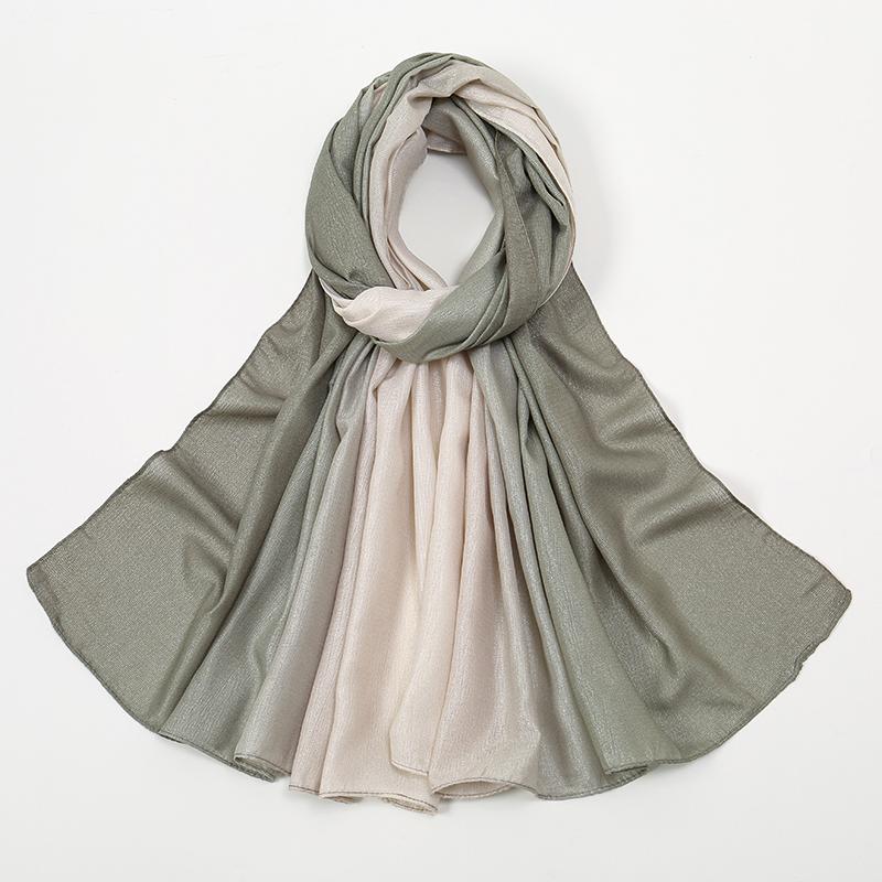 Women Glitter Shiny Hijab Scarf Gradient Shawls Muslim Ombre Turban Islam Ladies Shimmer Elegant Stole Gradient Shawl Tippet