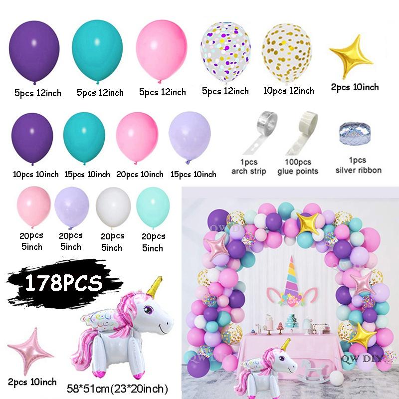Макарон конфетти Единорог с днем ​​рождения воздушный шар гирлянда для мальчиков и девочек украшения для вечеринки детский душ дети латексные шары арка