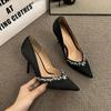 Fashion Pointed Thin Heel Sexy Bed Shoes High Heel 7.5cm or 9cm Rhinestone Thin Heel Fashion New Heels Shoes for Women 2024  Pumps