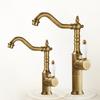 Antique Bronze Basin Faucet Gold  Bathroom Deck Mounted Black Kitchen Faucet  Sink Tap Hot Cold Chrome Basin Tap Brass