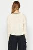 Women's Fashionable Stylish Sweater Ecru Openwork Hole Crew Neck Knitwear Sweater