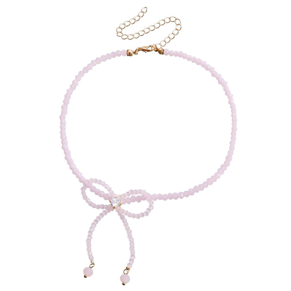 Jewelry Temperament Beaded Black Crystal Bow Necklace Choker Simple Handmade Necklace