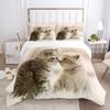 Cute Cat Bedding Comforter Set King Size,Duvet Cover For KidsTeens Boys Girls, Animal Pet Theme Bed Set +Pillowcases Bedclothes