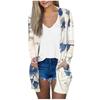 Женская модная свободная повседневная куртка-кардиган средней длины с длинными рукавами и принтом, топ