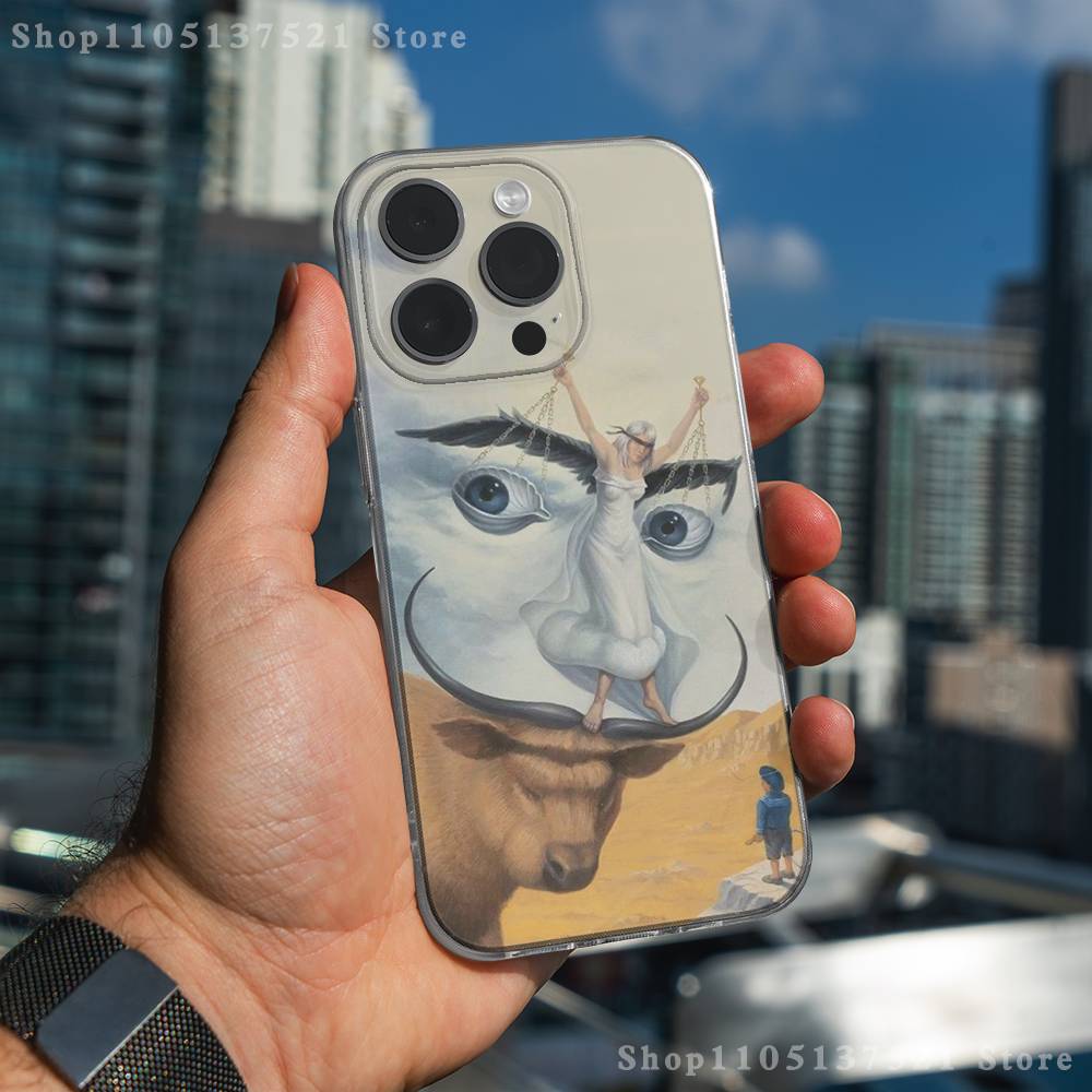 Etui Salvador Dali Painting Phone Case For iPhone 17,16,15,14,13,12,11 Pro,Max,Plus,X,XS,XR,SE4,E Mini Transparent Soft Cover