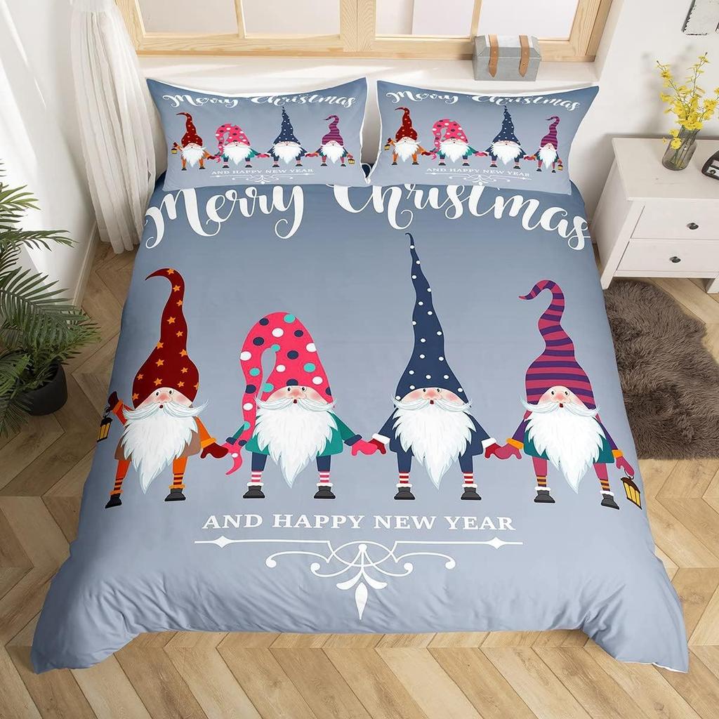 С Рождеством Постельные комплекты Рождественские Санта Гномы Пододеяльник Снежный Санта Клаус Постельные комплекты для детей Мальчиков Девочек Декор