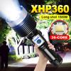 High Power Flashlight XHP360 Torch Rechargeable Lantern Zoomable Lamp Waterproof Flash Light Self-protection Torch Light