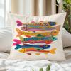 Colorful Rainbow Trout Pillow Cover Vibrant Boho Fish Print Funky Coastal Nautical Cushion Case For Sofa Bed Couch Home Decor
