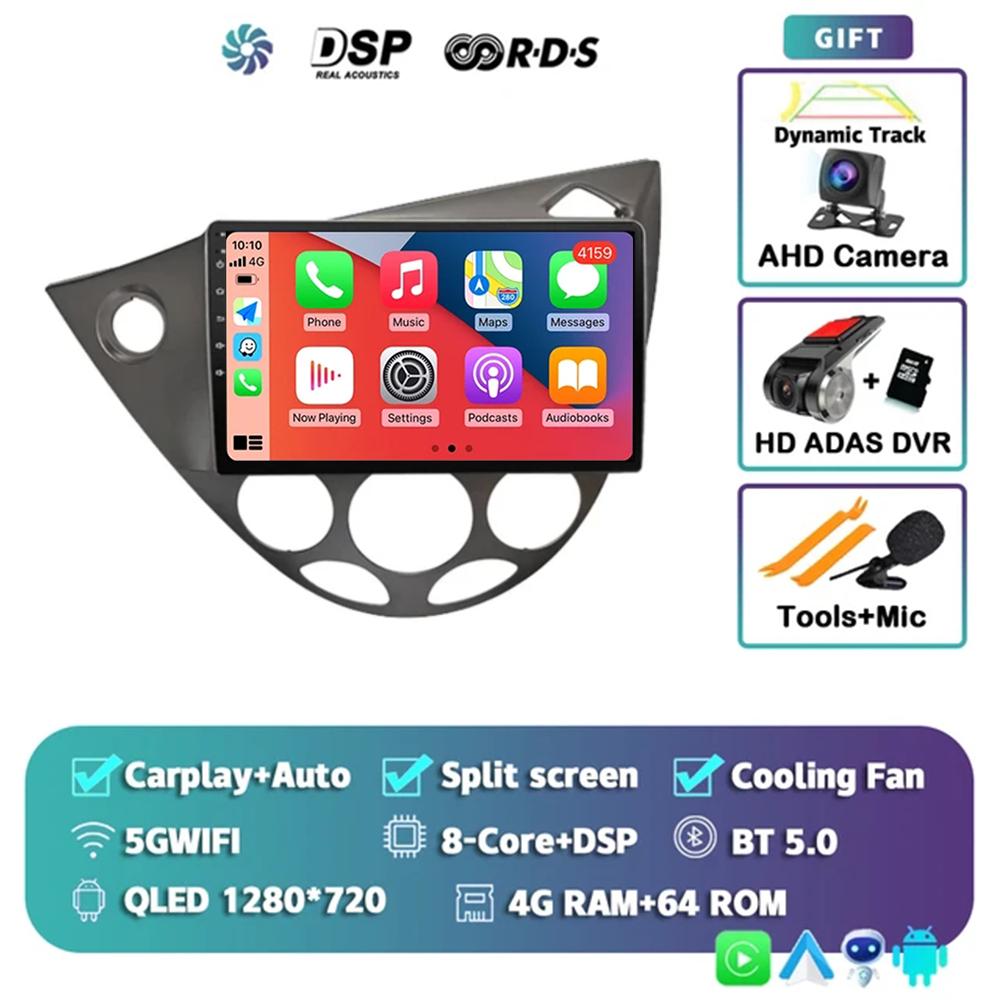 9-дюймовый Android 14 автомобильный радиоприемник для Ford Fiesta 1995-2001 Focus MK1 1998-2004 2 Din стерео мультимедийный проигрыватель Carplay Autoradio головное устройство