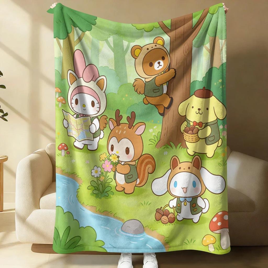 Sanrio Cute Warrior Flannel Blanket Soft Warm Fluffy Throw Home Decor Luxury Bedding Sofa Bed Cover Lightweight Summer Blanket