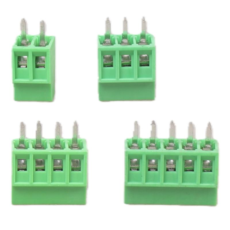 52Pcs PCB Wiring Terminals 2.54mm Pitches PCB Mount Screw Terminals Block Straight Pin 2/3/4/5Pin Circuit Board Connector