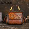 Female Retro Handbag Leather Carving Women Bag Versatile Casual Large Capacity Shoulder & Crossbody Bags