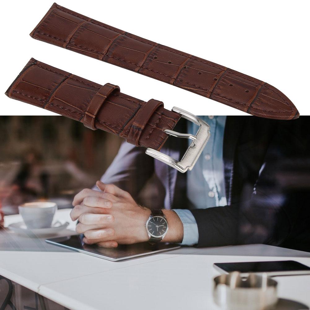 Универсальный мужской женский регулируемый ремешок для часов из искусственной кожи сменный 20 мм коричневый