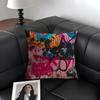 Colorful Graffiti Fashion Cushion Cover Natural Linen Organic Fabric DoubleSided Printing Sofa Home Decor Gift Pillow Case