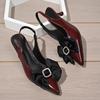 Fashion Women's Pointy Sandals Summer New Style Bao Head Shallow Mouth Crystal Buckle Butterfly Knot Set Foot Non-slip High Heels