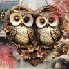 Vintage Couple Owl Wooden Sign with Heart-shaped, Love Ornament for Front Door Wall Hanging Decor, Ideal Home Ornament