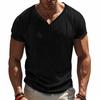 Мужская повседневная свободная дышащая футболка-henley с коротким рукавом в американском стиле