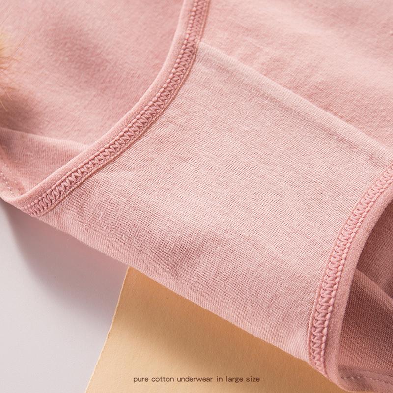 Women High Waist Underwear Solid Color Lingerie Fat MM Plus Size Pants-shorts Print Panties