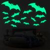 Glow Stickers Halloween Glow-in-the-Dark Bat Wall Stickers, Luminous Cartoon Flying Bats Decals for Ceiling Door Window, Adhesive Self-Adhesive