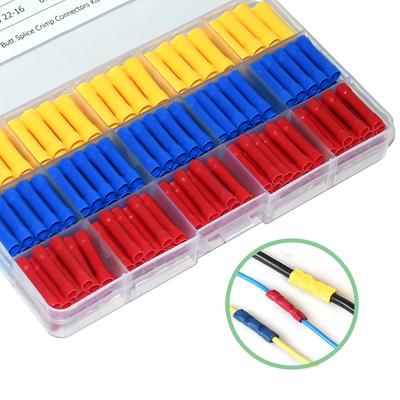200 шт. Ассорти обжимных соединителей встык 10-22AWG, Изолированные электрические прямые клеммы для проводов BV1.25 BV2 BV5.5