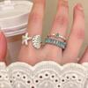 Blue Starfish Shell Open Ring for Women Exquisite Sweet Crystal Ocean Element Finger Ring Beach Vacation Versatile Jewelry Gift