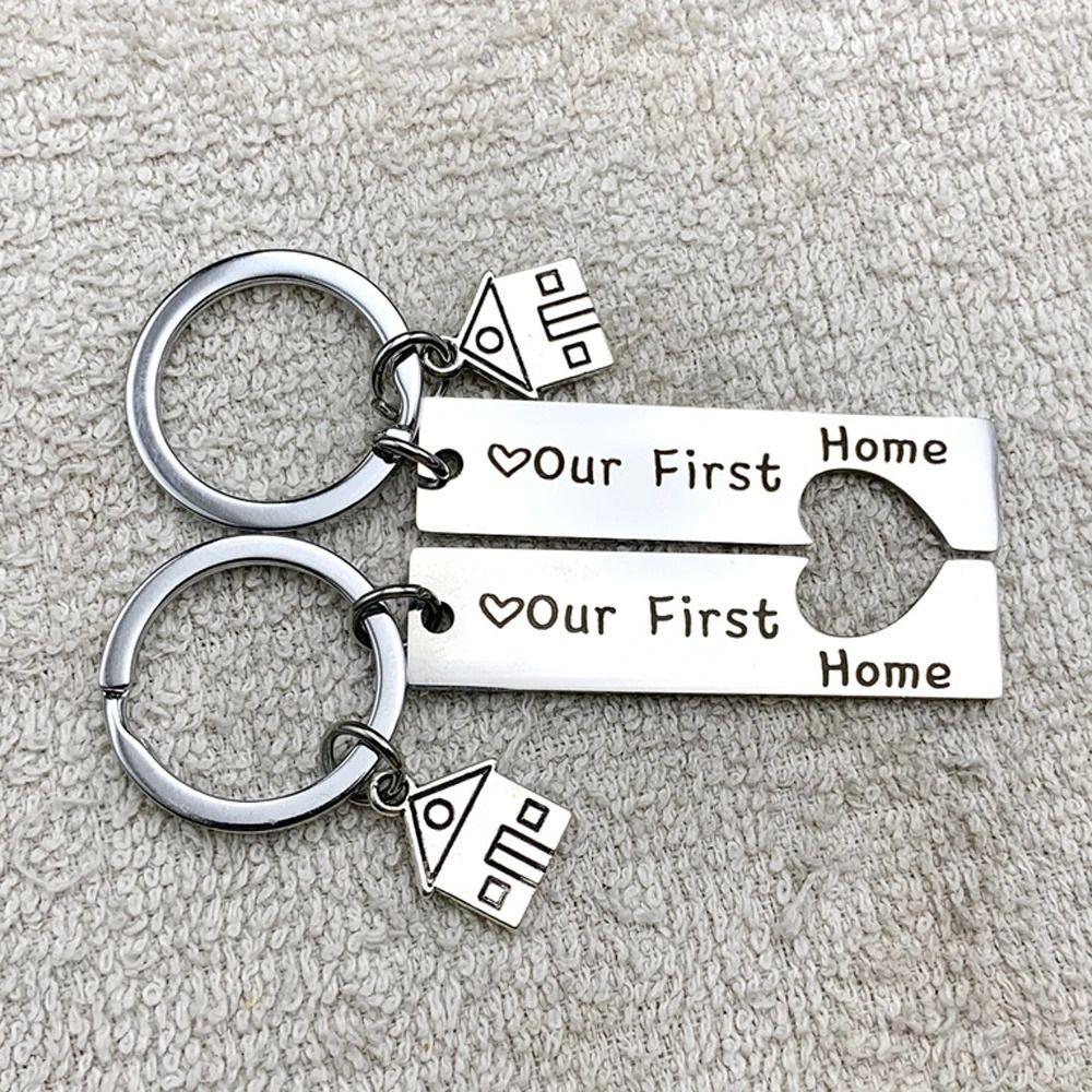 Our First Home Couple Keychain Stainless Steel House Keyring Fashion Lovers Keyring Lovely Gift
