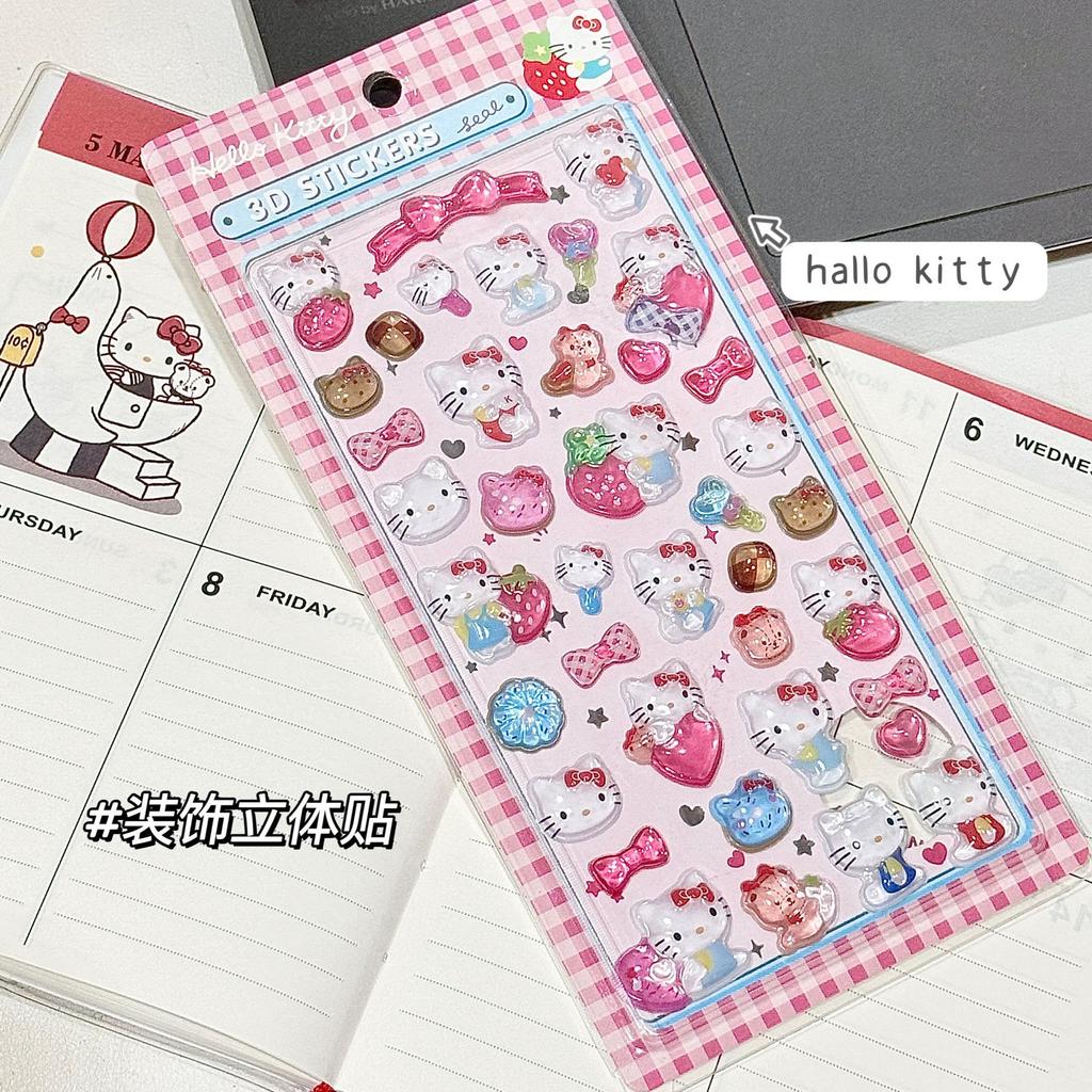 Кавайные Хелло Китти Куроми Синнаморолл 3D Стикеры Sanrio Аниме Прозрачный Желе Кристалл Декоративный Стикер Телефон DIY Детская Игрушка