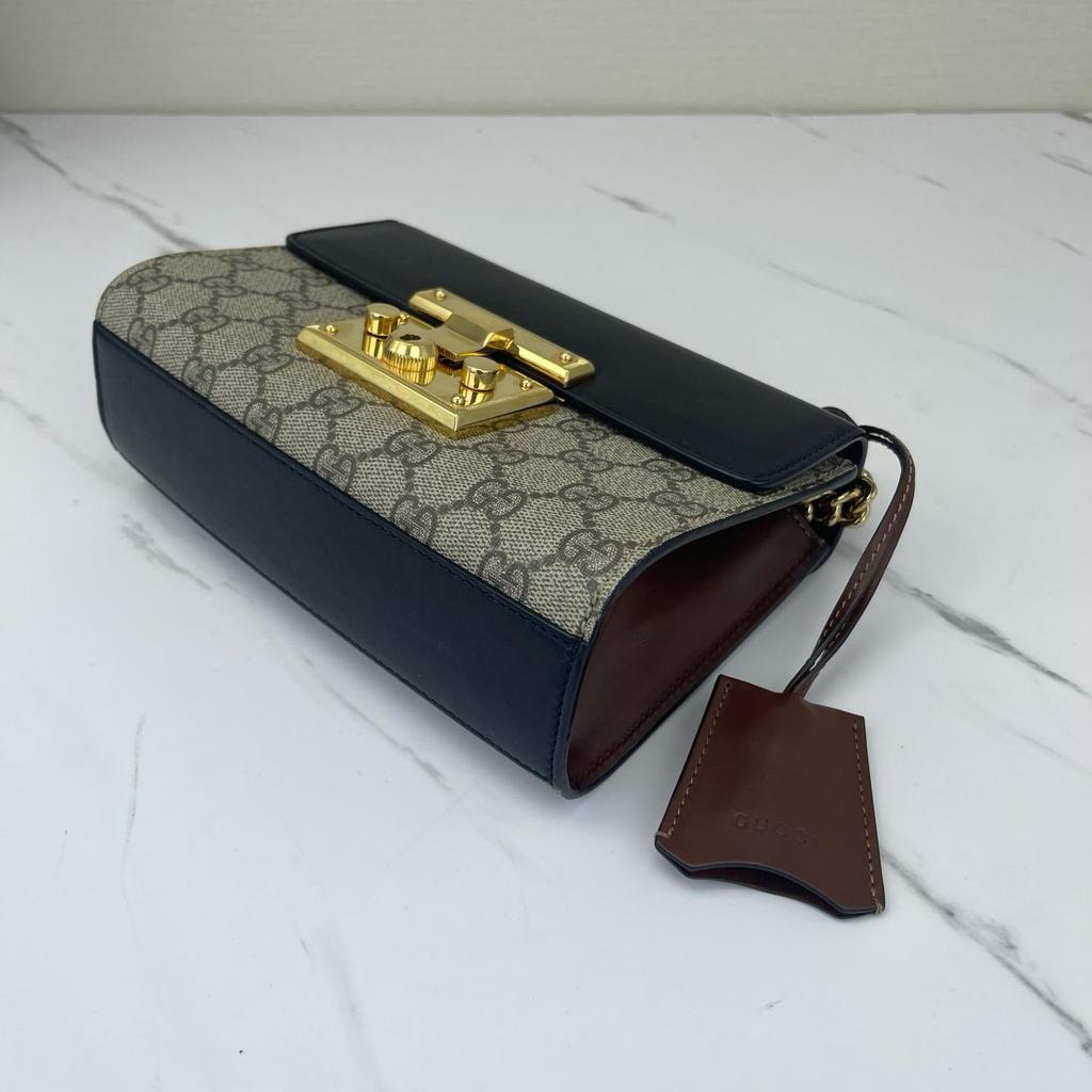 [Pre-Owned] Padlock Moonlight Treasure Box Series Metal Lock Logo Canvas And Leather Crossbody Bag Small - Excellent #1FHUW71